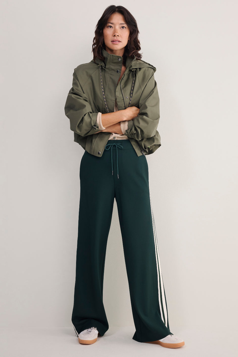 Penny Ponte Trouser - Forest Green/Ivory