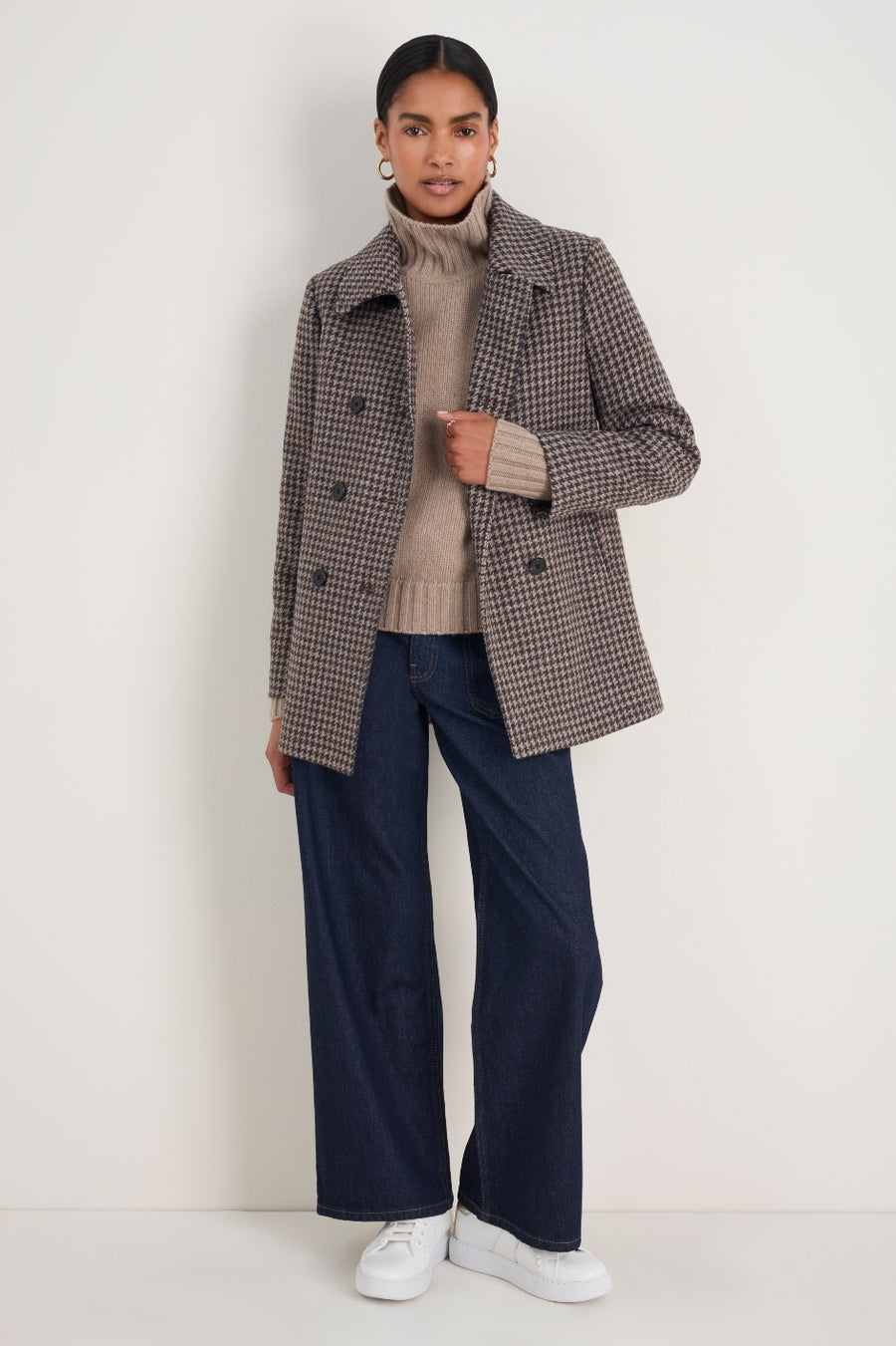 Philippa Pea Coat - Dogtooth