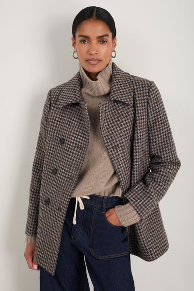 Philippa Pea Coat - Dogtooth – WYSE London