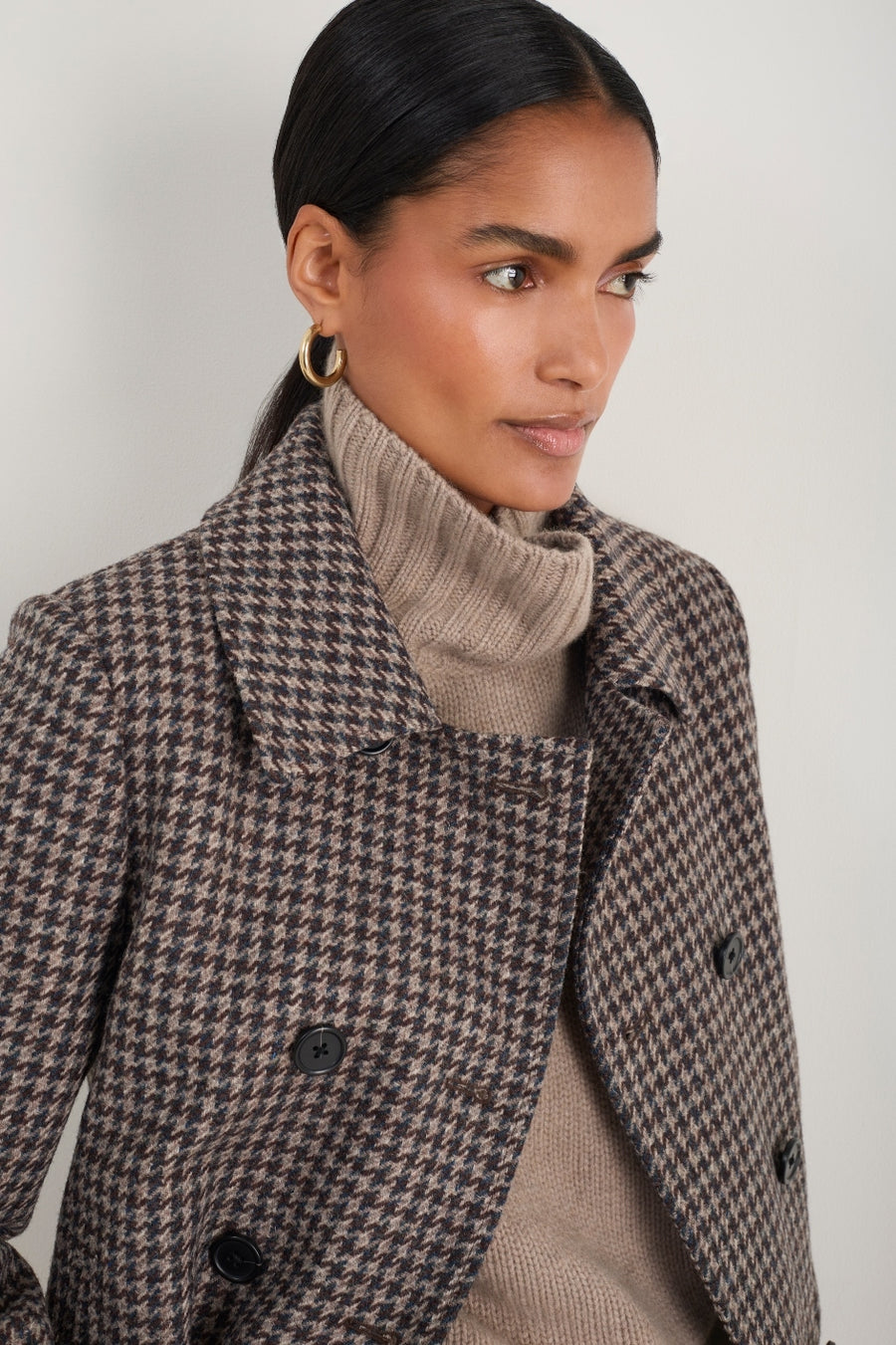 Philippa Pea Coat - Dogtooth