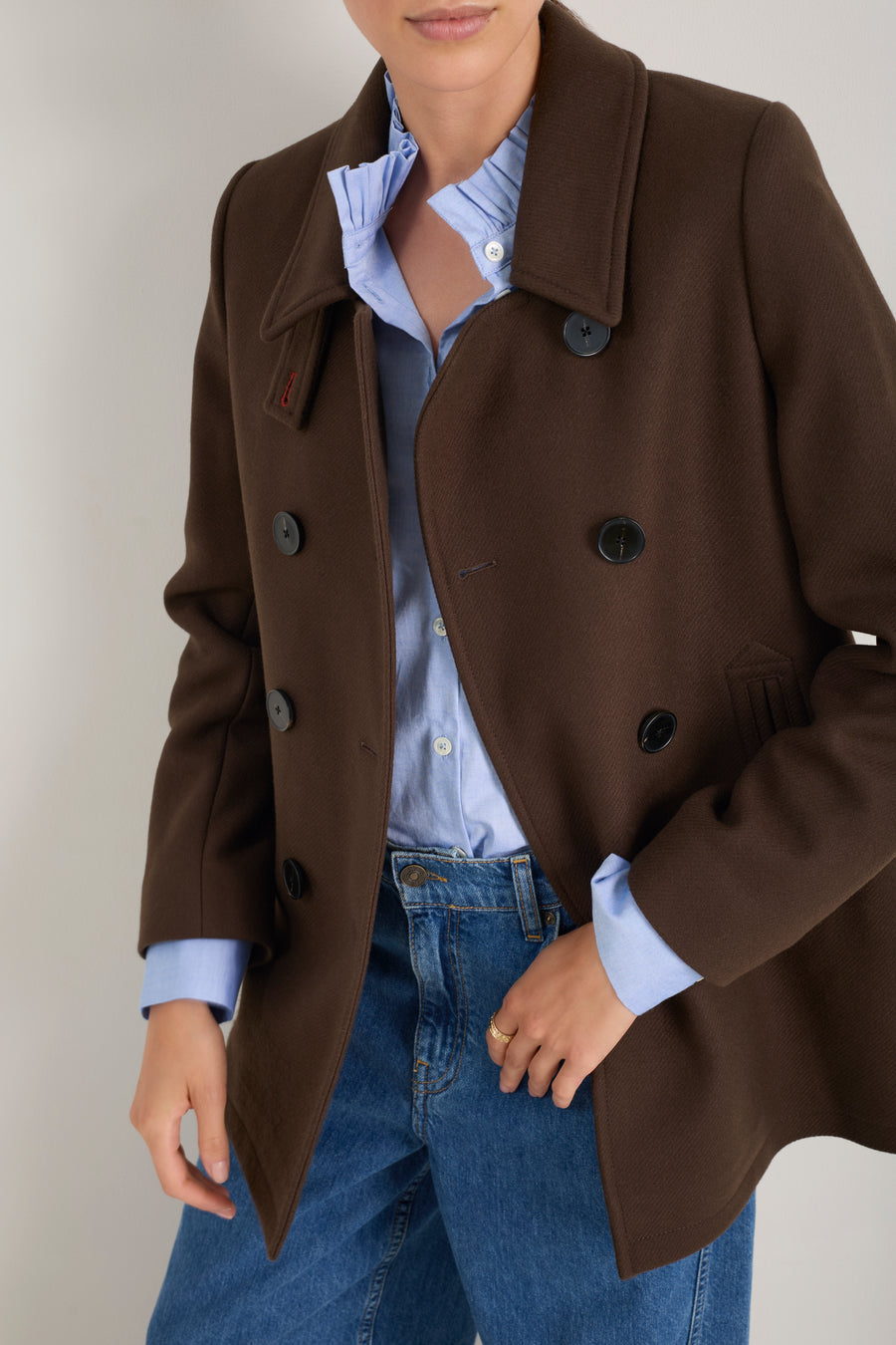 Philippa Pea Coat - Cocoa