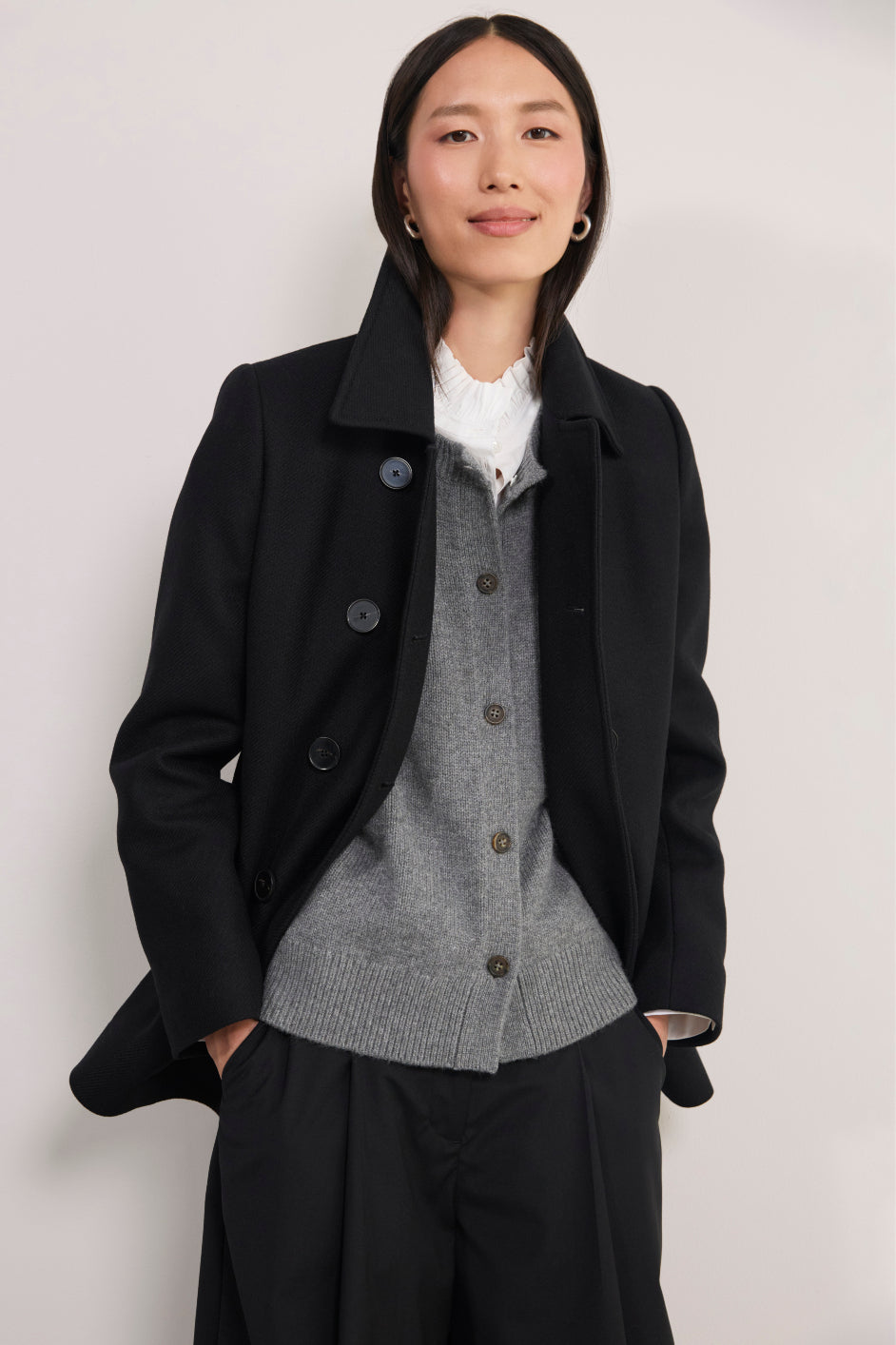 Philippa Pea Coat - Dogtooth – WYSE London