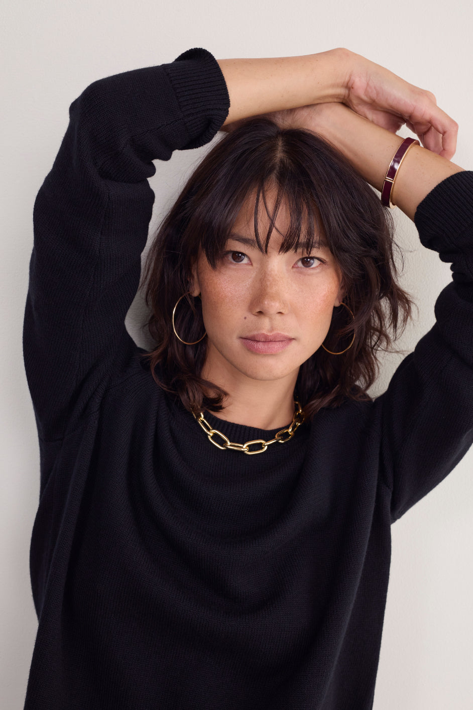 Philippa Wool Cotton Jumper - Black