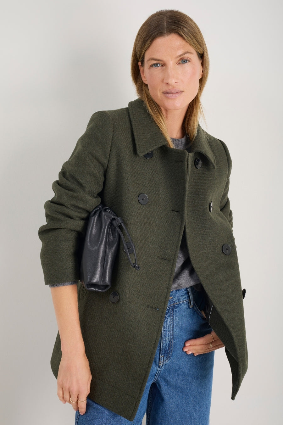 Philippa Pea Coat - Dark Olive