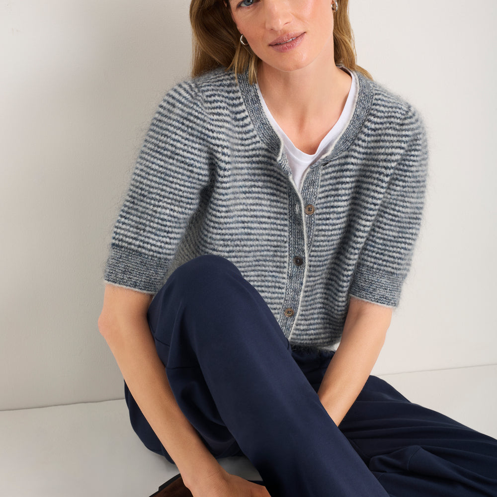 Phoebe Cardigan - Blue/Ivory Stripe