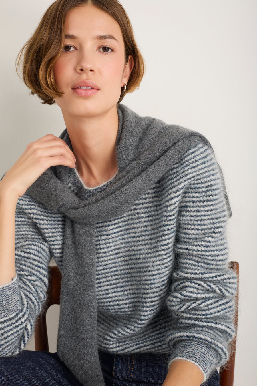 Phoebe Jumper - Midnight/Ivory Stripe