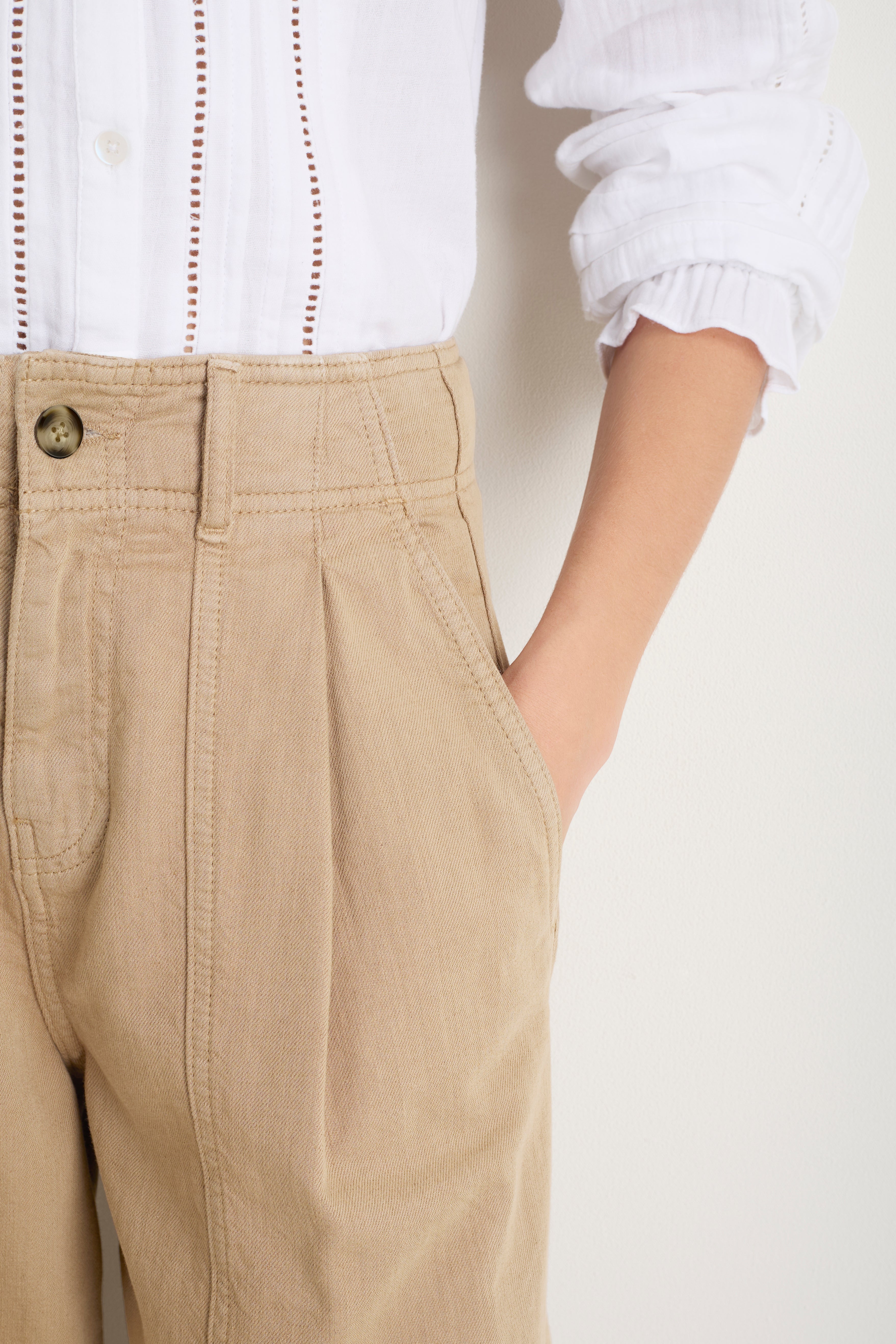 Phoebe Pleat Front Trouser - Dark Oat