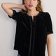 Phoebe Silk Velvet Blouse - Black