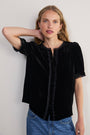 Phoebe Silk Velvet Blouse - Black