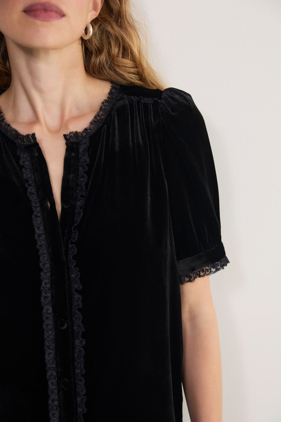 Phoebe Silk Velvet Blouse - Black