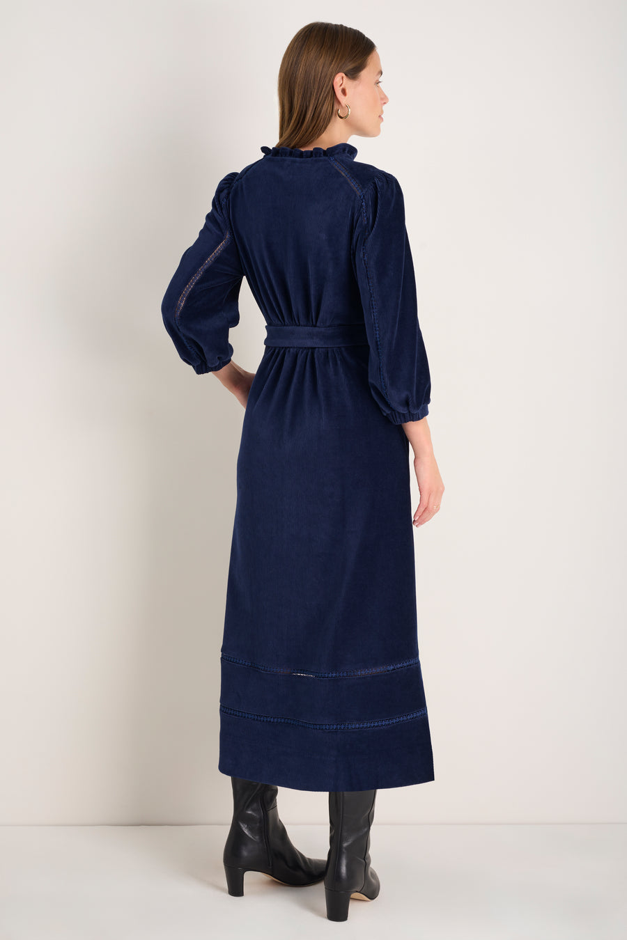 Pia Cord Velour Dress - Midnight