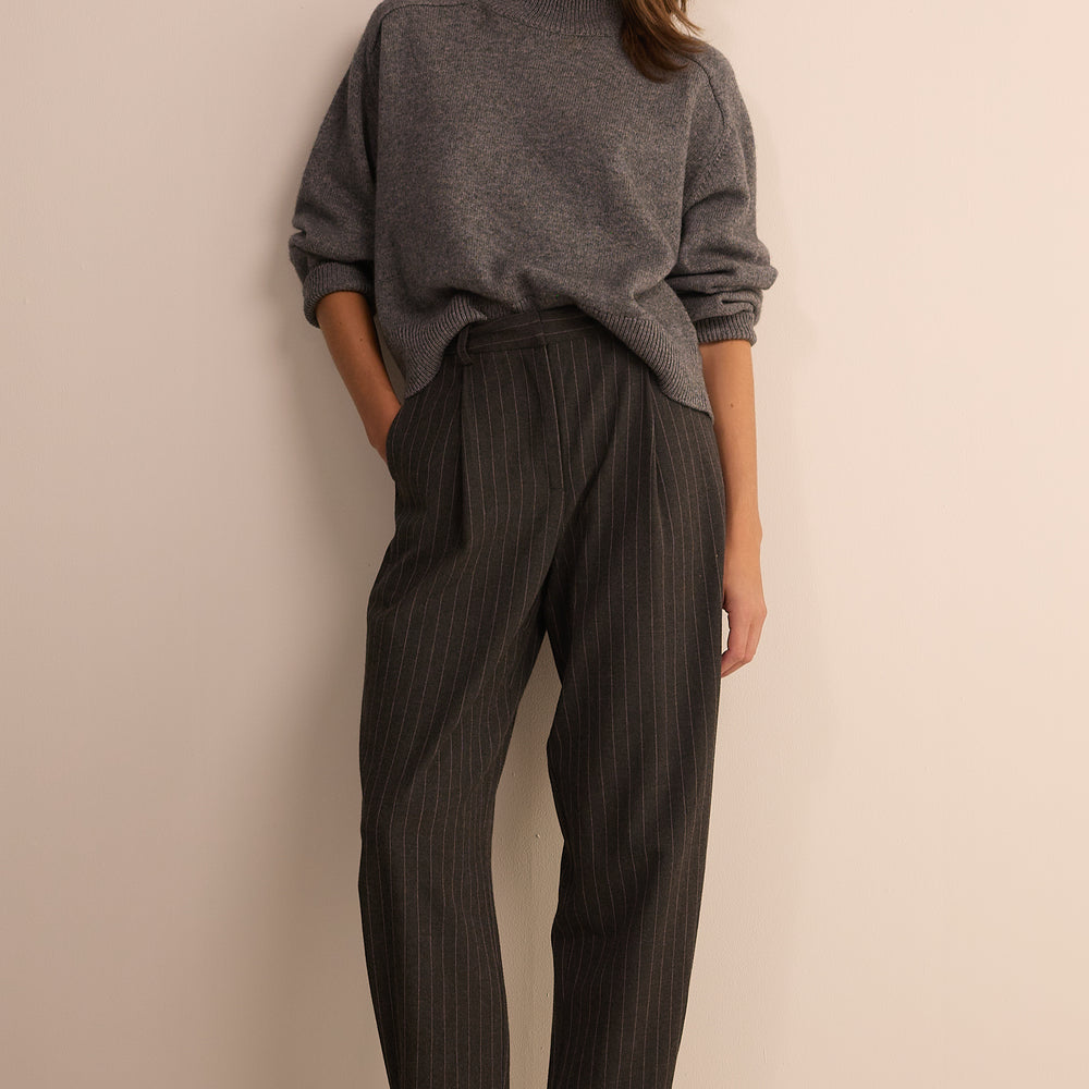 Pina Trouser - Charcoal Pinstripe