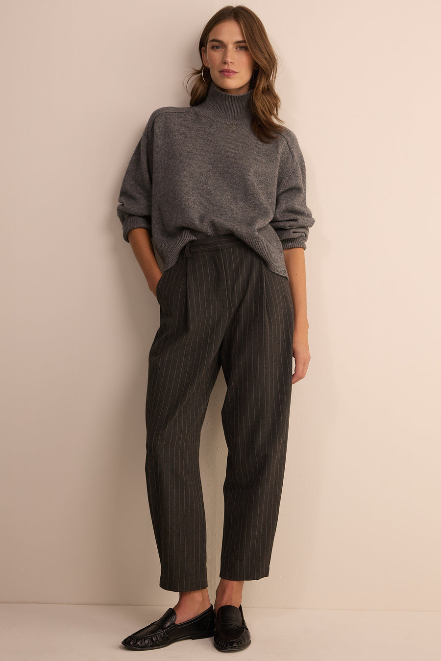 Pina Trouser - Charcoal Pinstripe