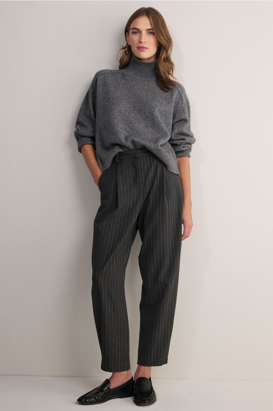 Pina Trouser - Charcoal Pinstripe