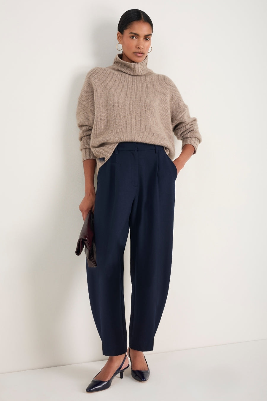 Pina Wool Blend Trouser - Midnight