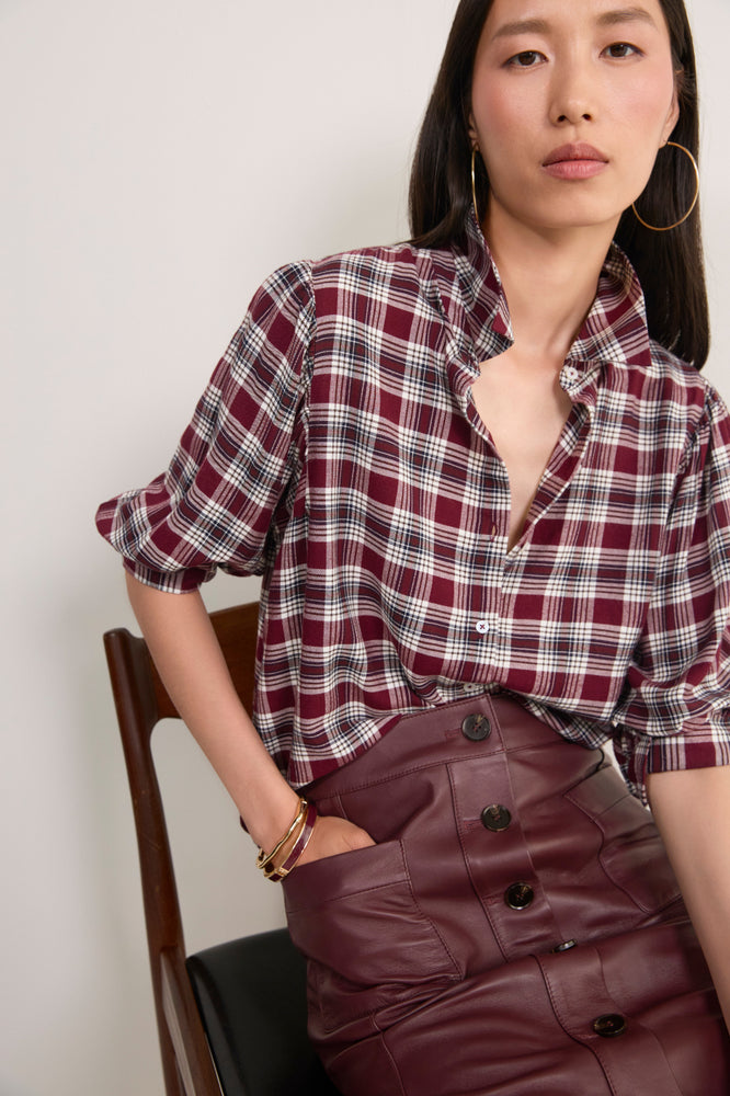 Pip Blouse - Plum Check