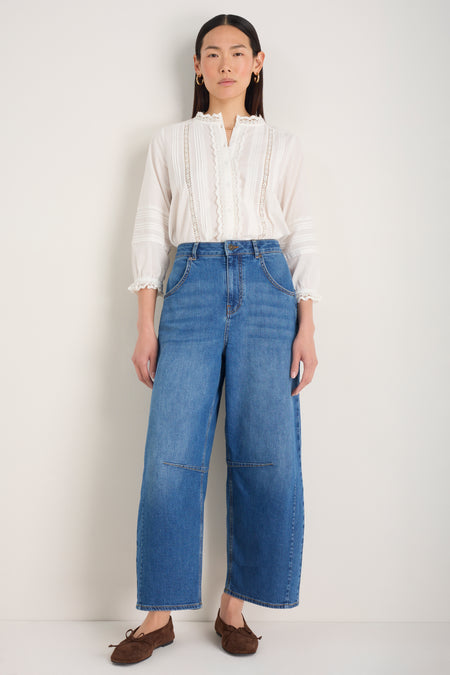 Piper Comfort Barrel Jean - Mid Wash