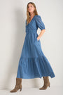 Piper Dress - Chambray Geo Stamp