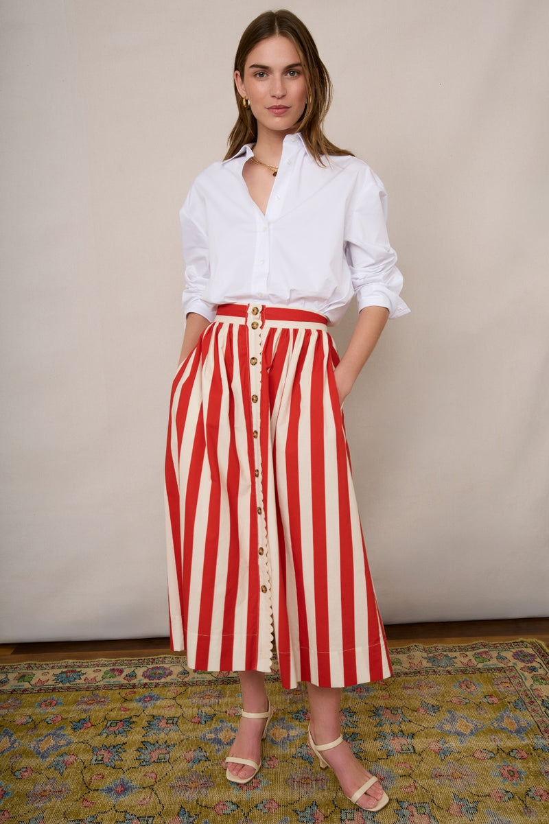 Pippa Ric Rac Skirt - Red Stripe