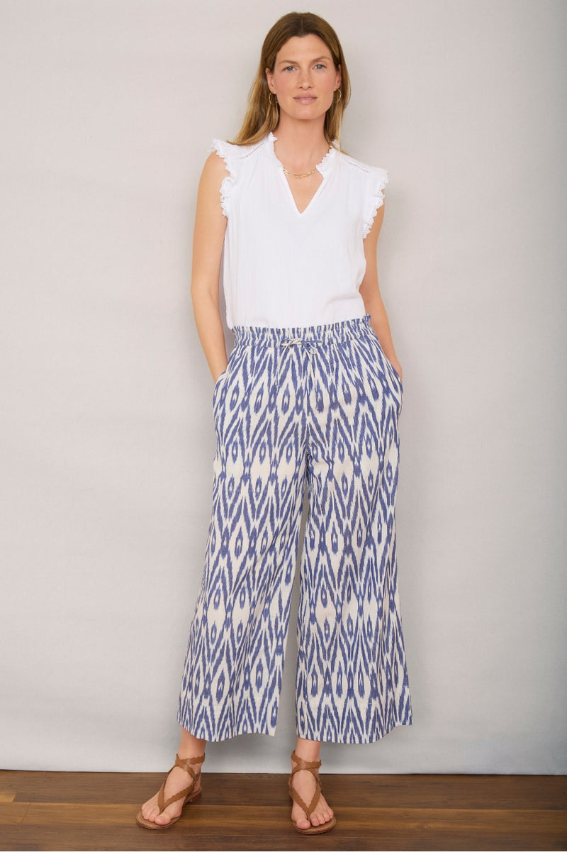 Rhona Trouser - Blue Ikat