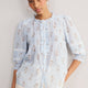 Riley Blouse - Blue/Ivory Stripe Floral