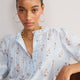 Riley Blouse - Blue/Ivory Stripe Floral