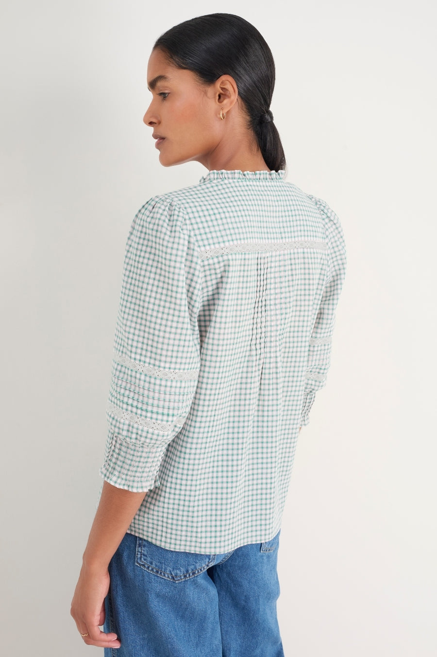 Riley Blouse - Green/Pink Check