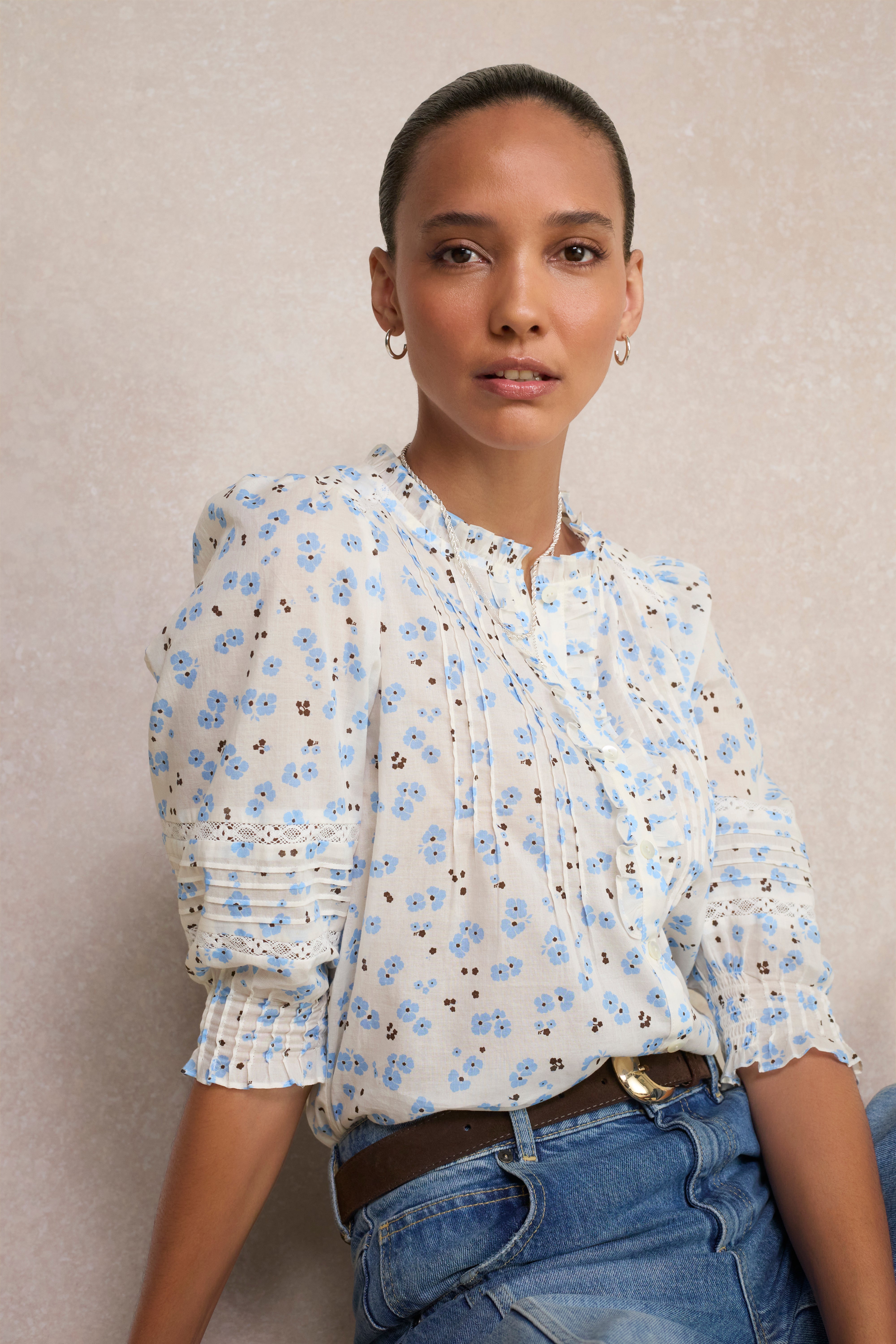 Poppy Riley Underwiter Riley Blouse - Ivory Spaced Poppy – WYSE London