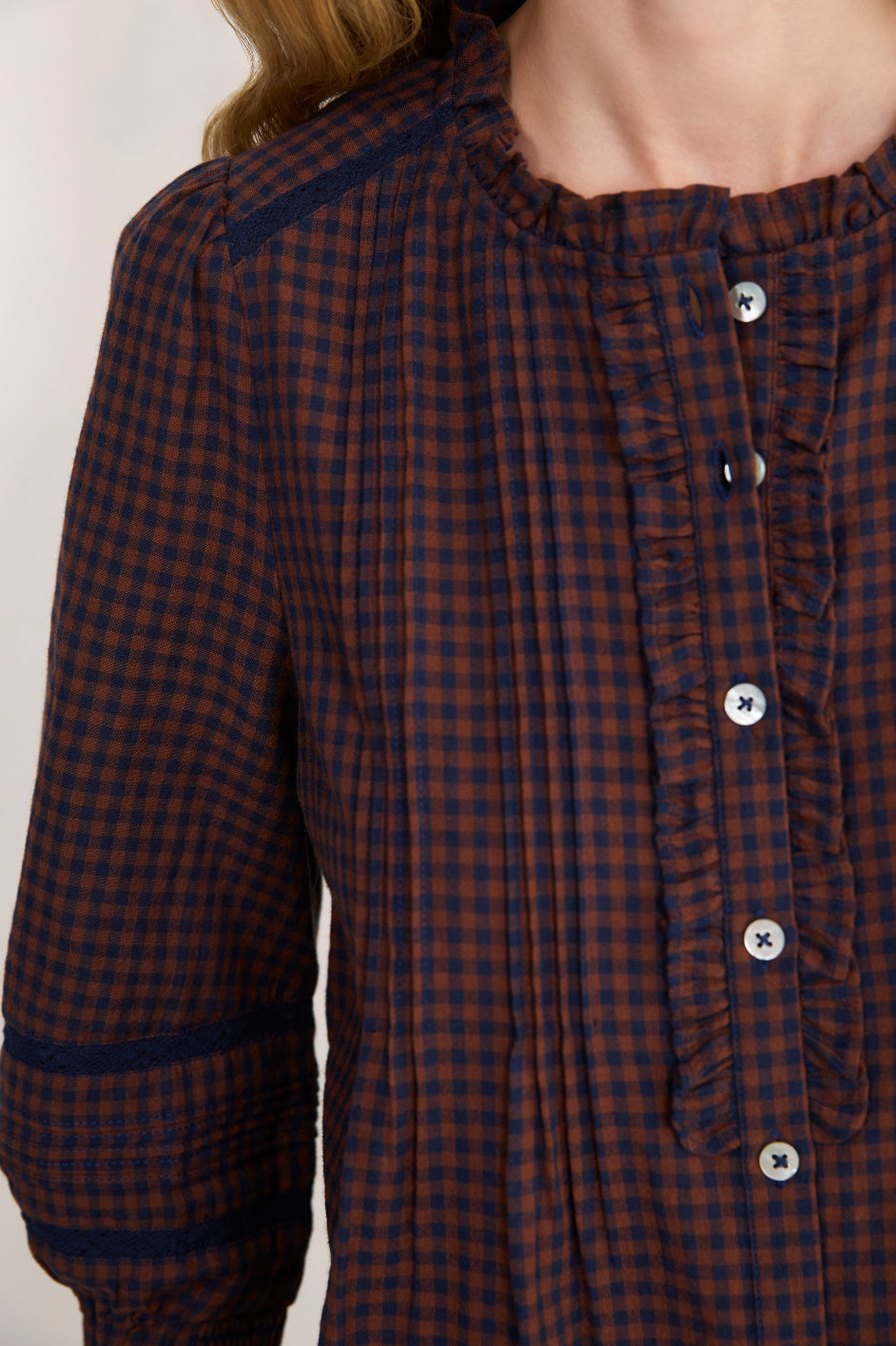 Riley Blouse - Midnight/Cocoa Check