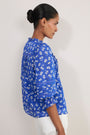 Riley Silk Blend Blouse - Cobalt Spaced Poppy