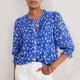 Riley Silk Blend Blouse - Cobalt Spaced Poppy