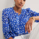 Riley Silk Blend Blouse - Cobalt Spaced Poppy