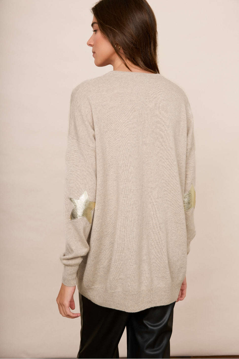 Romane Star Patch Longline Cardigan Oat WYSE London