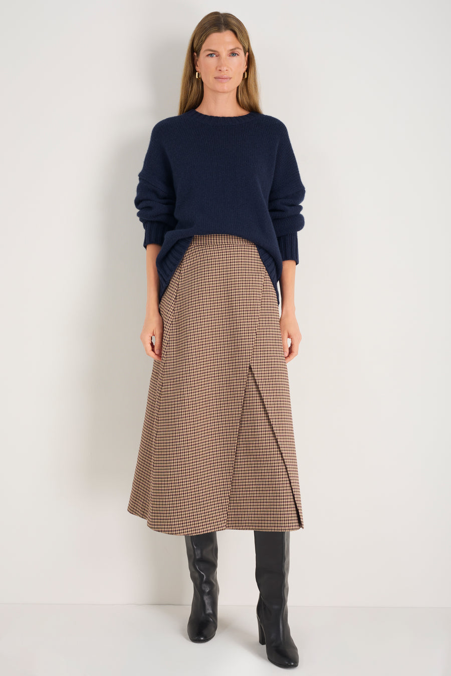 Romily Skirt - Blue/Tan Check