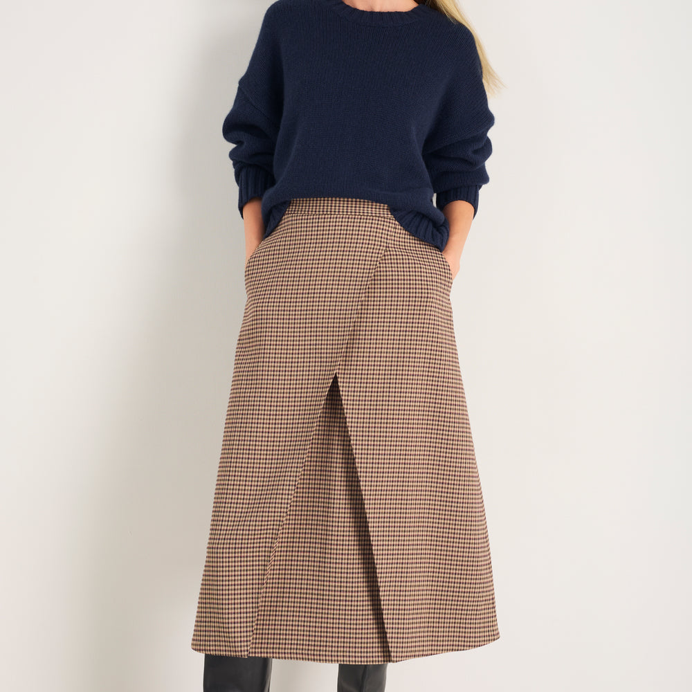 Romily Skirt - Blue/Tan Check