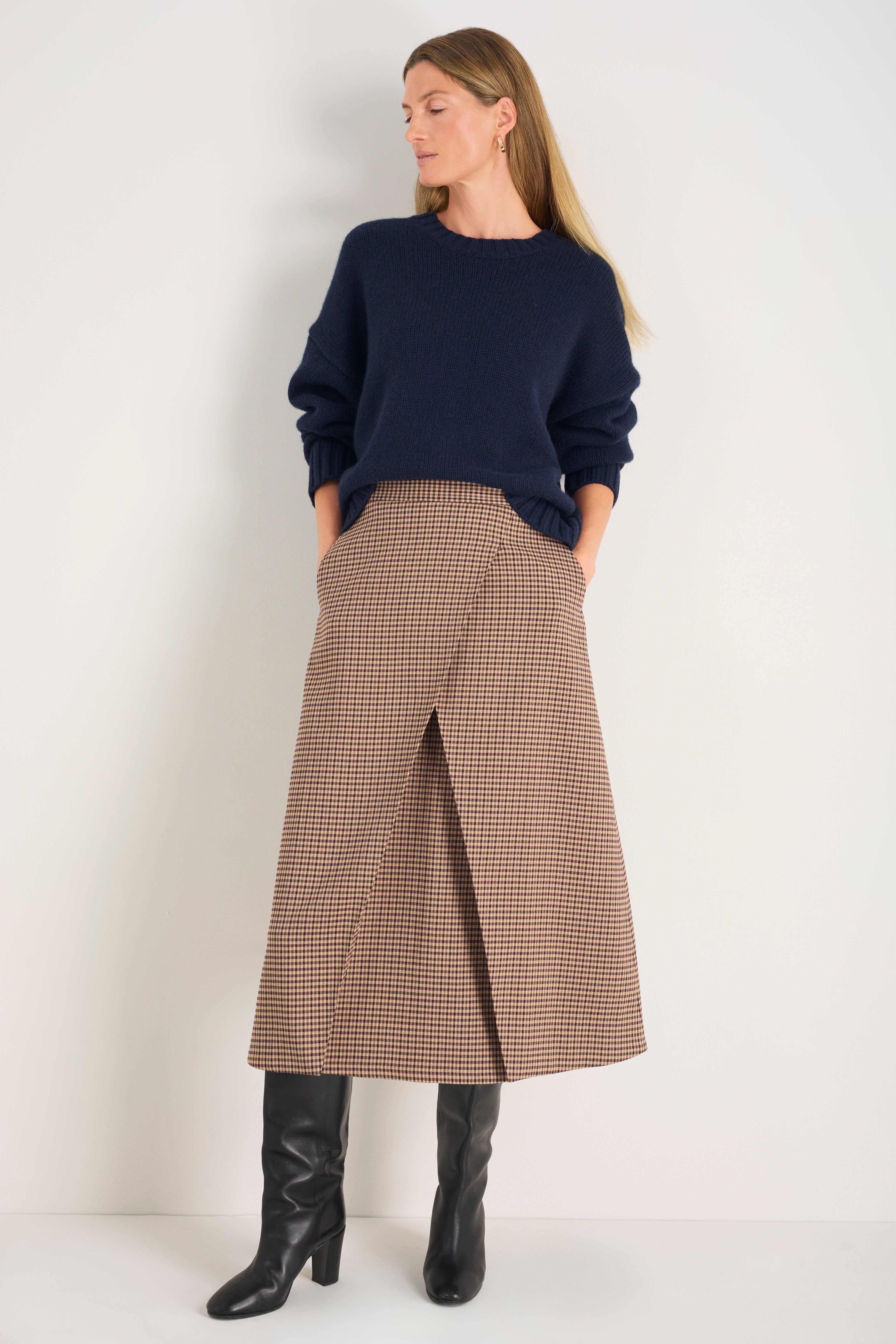 Romily Skirt - Blue/Tan Check