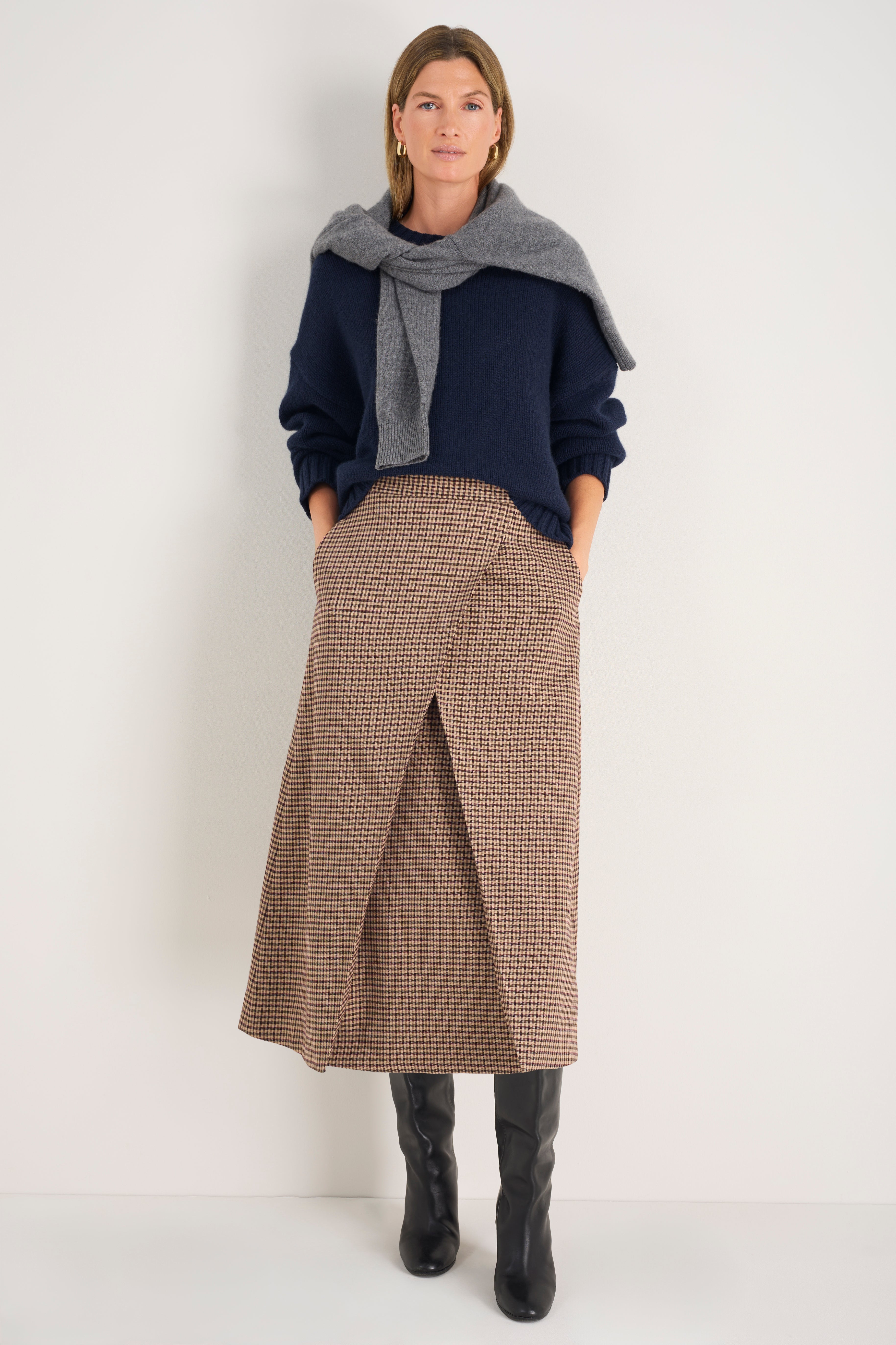 Romily Skirt - Blue/Tan Check