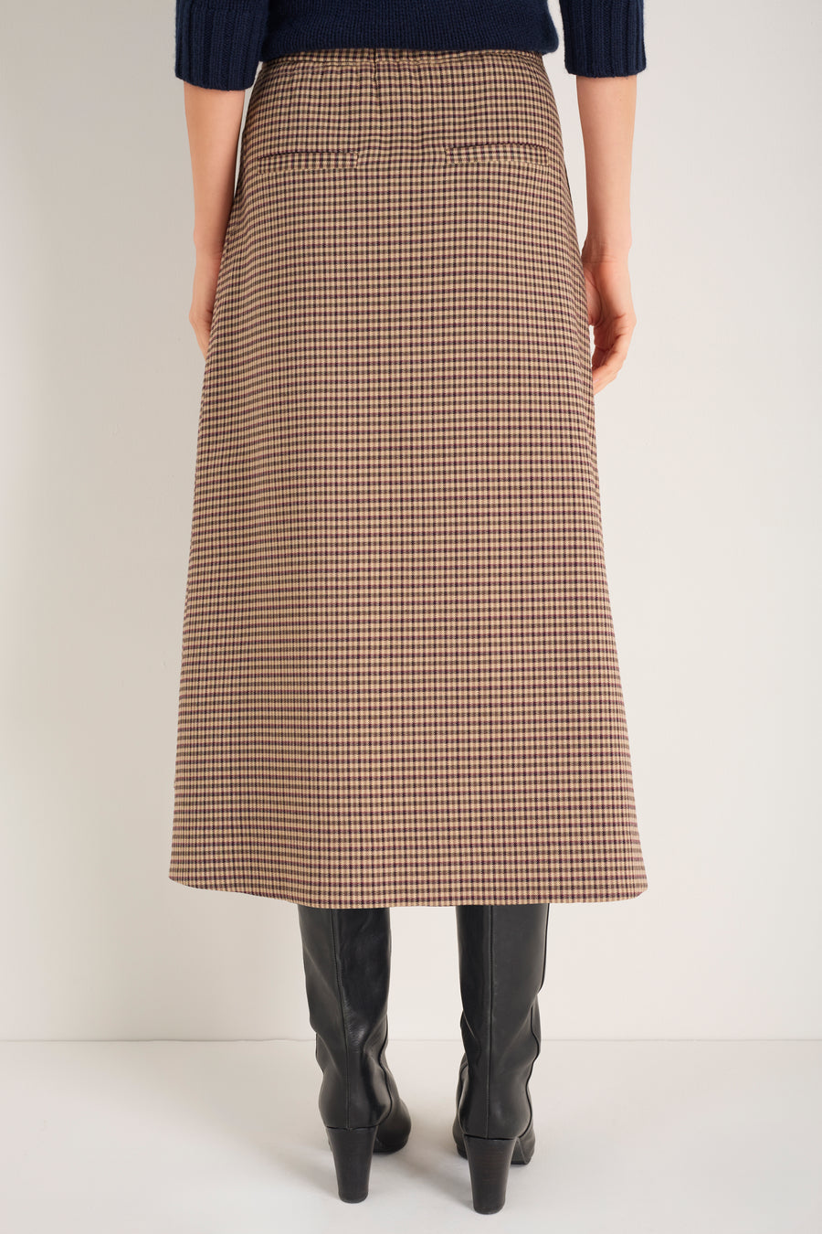 Romily Skirt - Blue/Tan Check