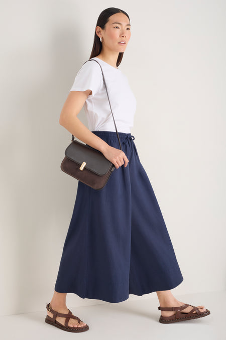 Romy Pull On Linen Culotte - Midnight
