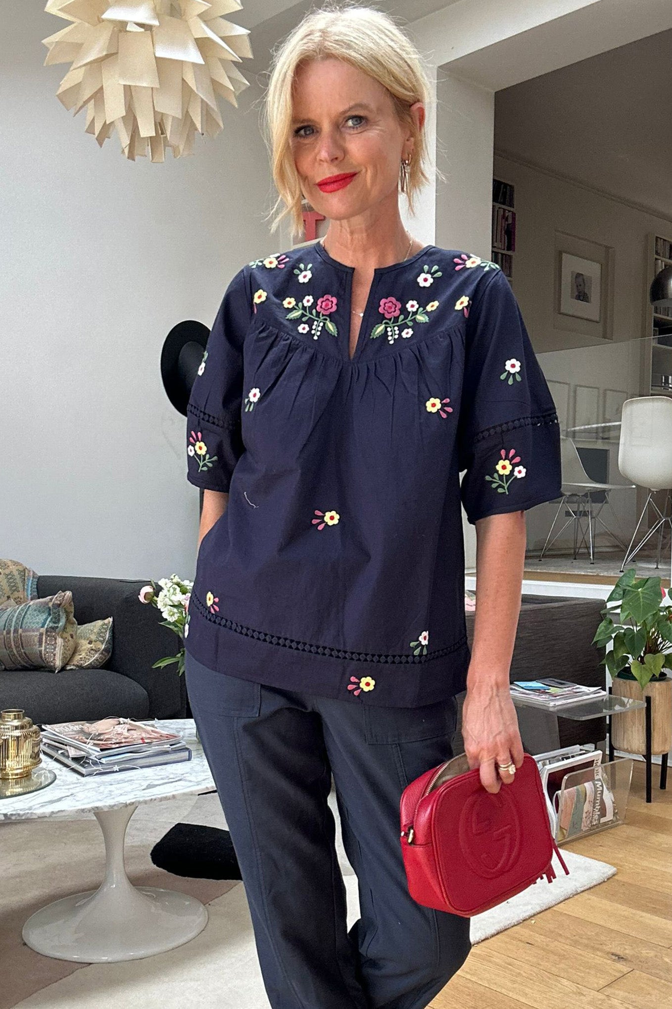 Roxanne Embroidery Blouse - Midnight — WYSE London