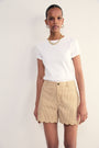 Ruby Scallop Short - Tan/Ivory Stripe