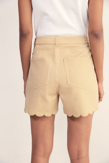 Ruby Scallop Short - Tan/Ivory Stripe