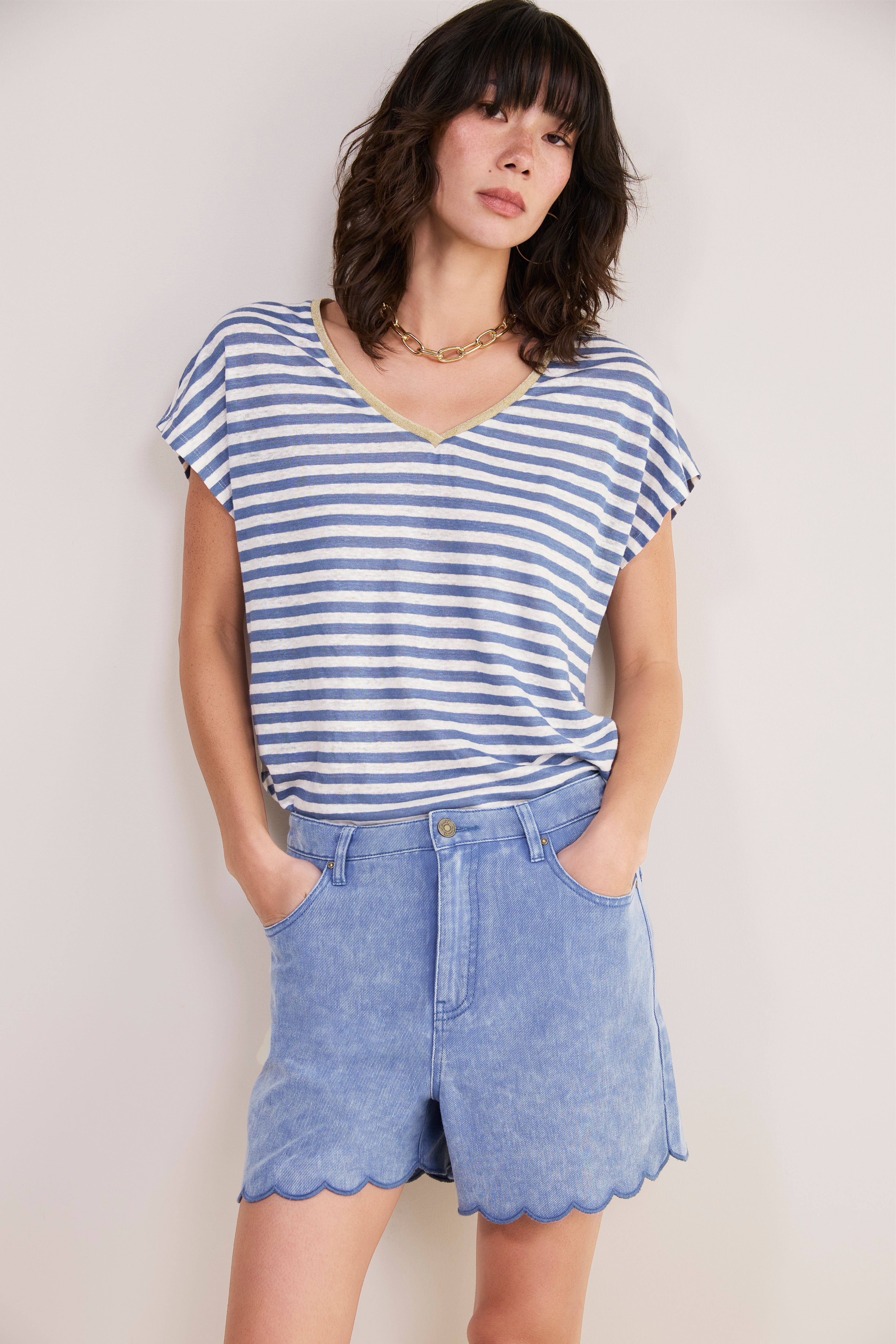 Ruby Soft Scallop Short - Washed Blue