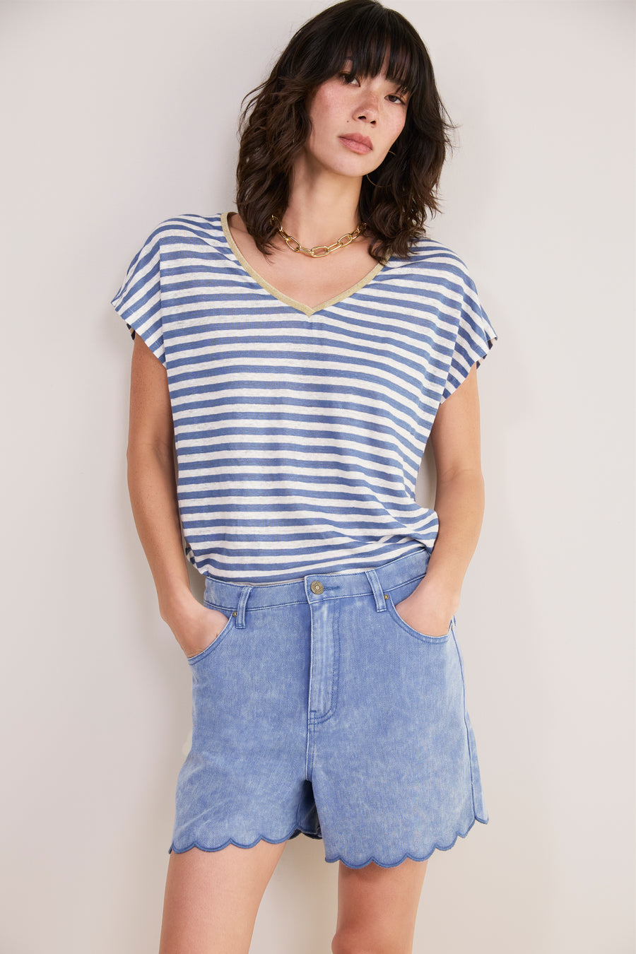 Ruby Soft Scallop Short - Washed Blue