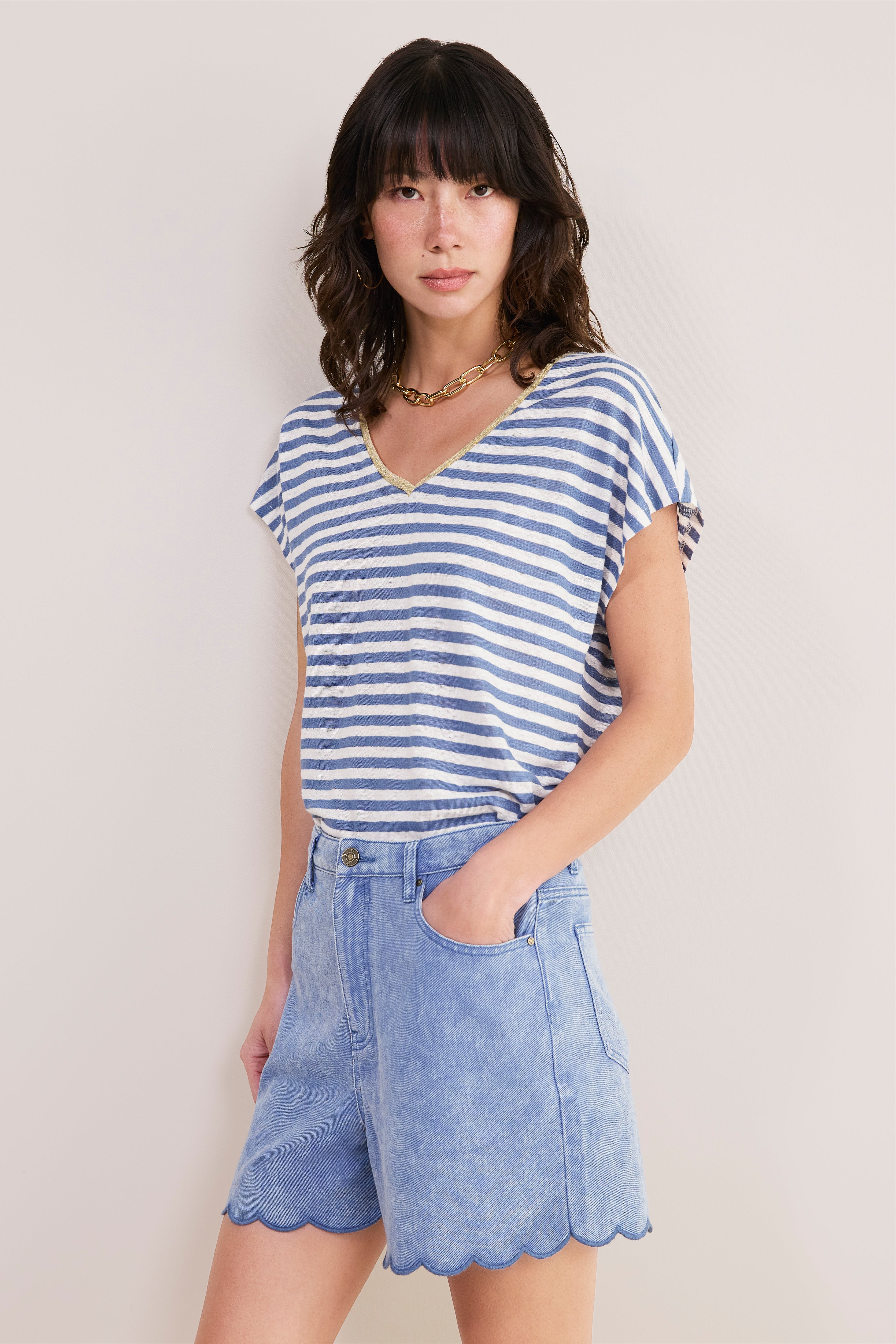 Ruby Soft Scallop Short - Washed Blue