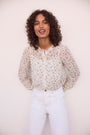 Parker Silk Blend Blouse - Ivory Ditsy Floral