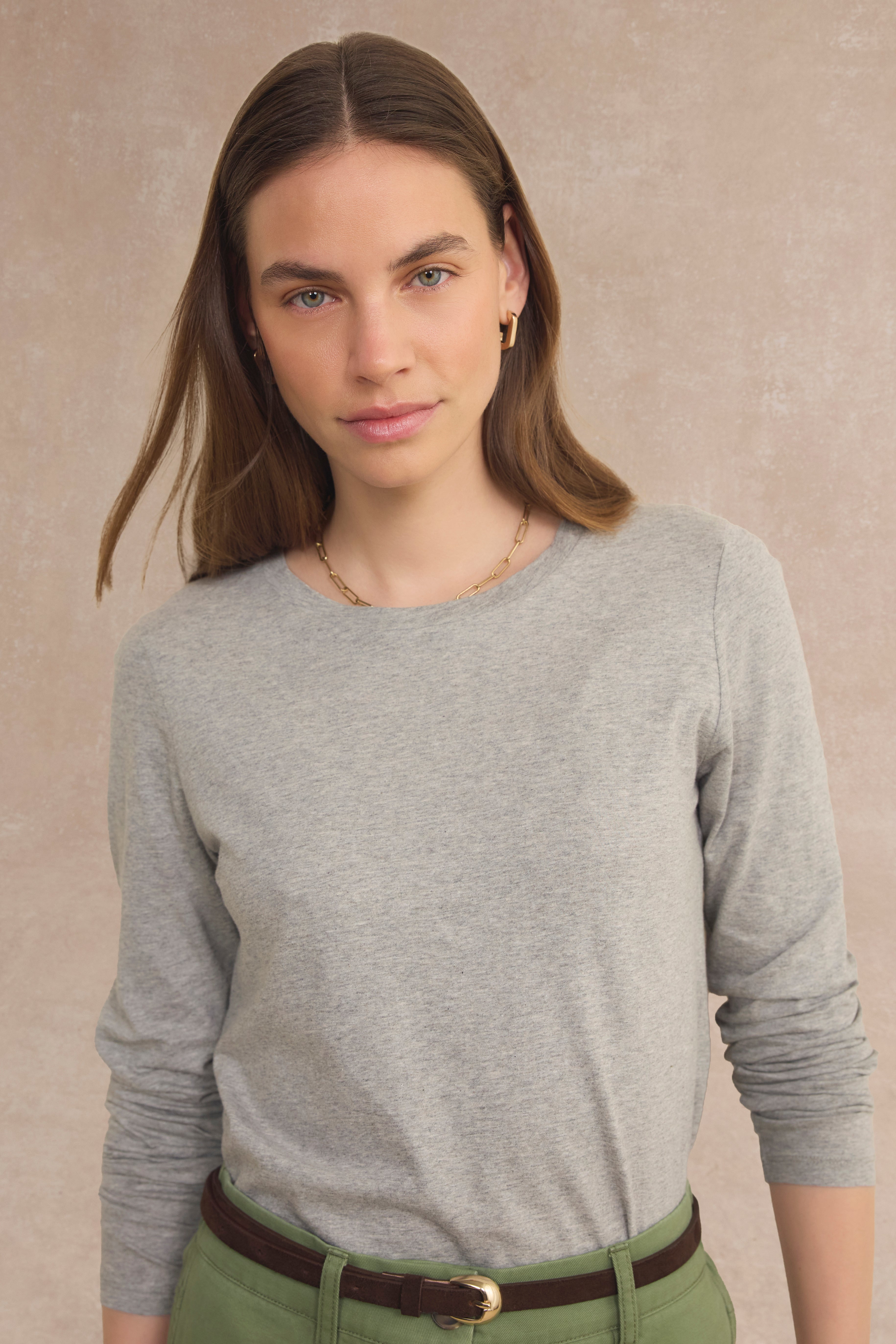Margo Long Sleeve Jersey Top - Grey Marl
