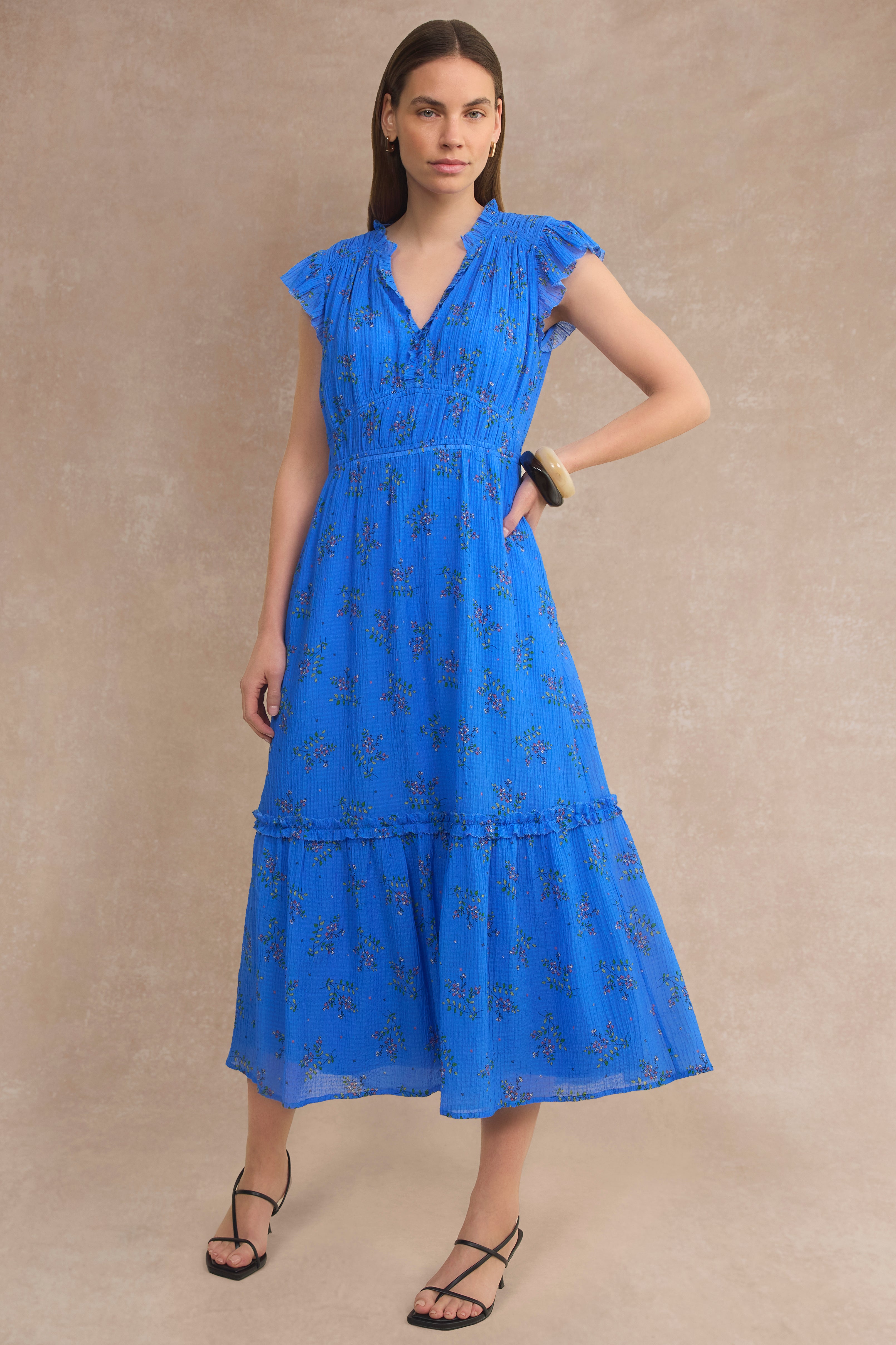Miah Silk Blend Dress - Regatta Blue