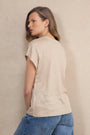Chiara Linen V Neck Tee - Oat Shimmer