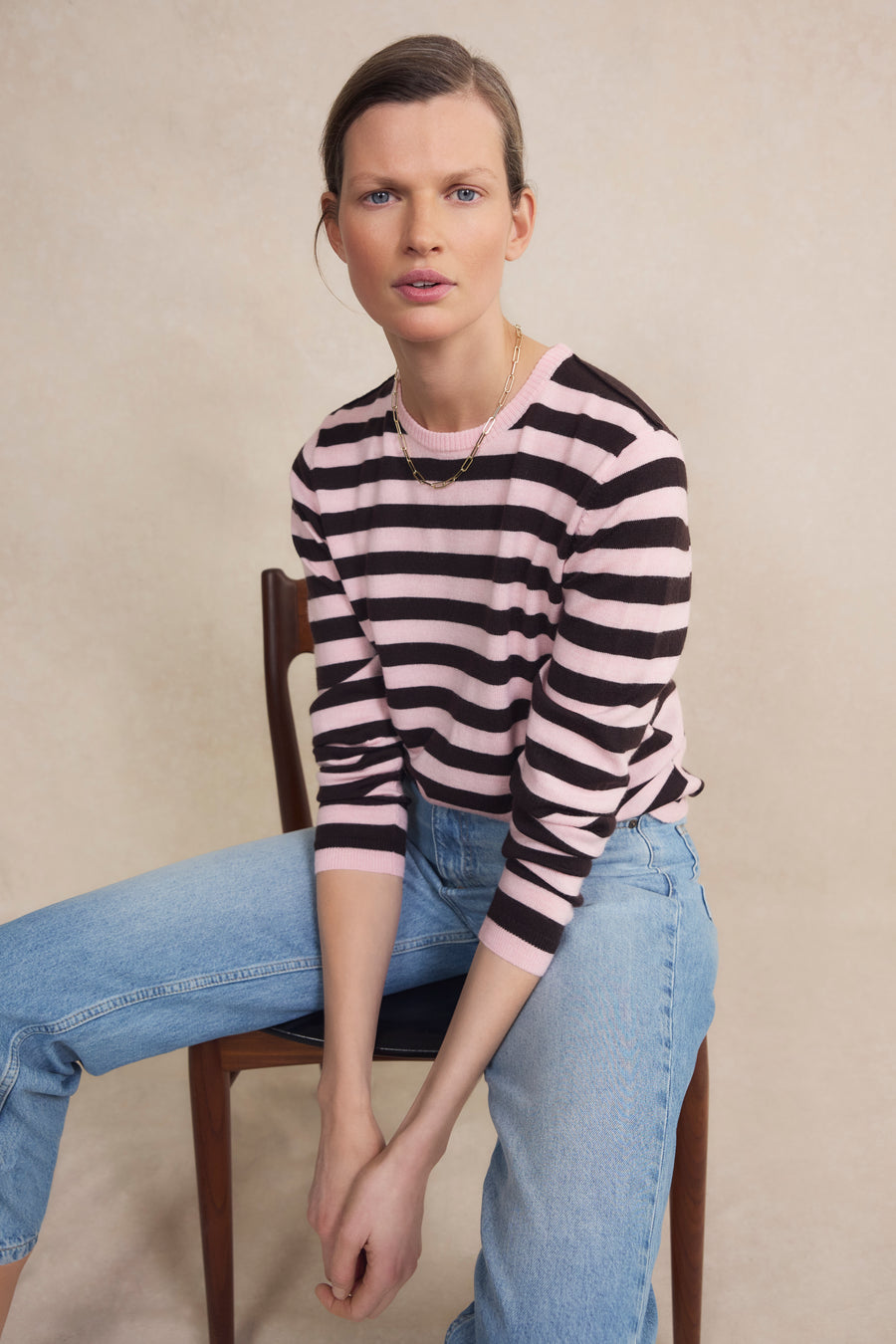 Cath x WYSE Brigitte Jumper - Brown/Pink Stripe